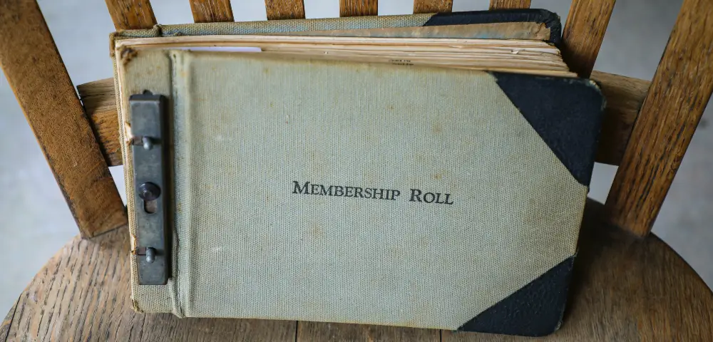 An old membership roll book.